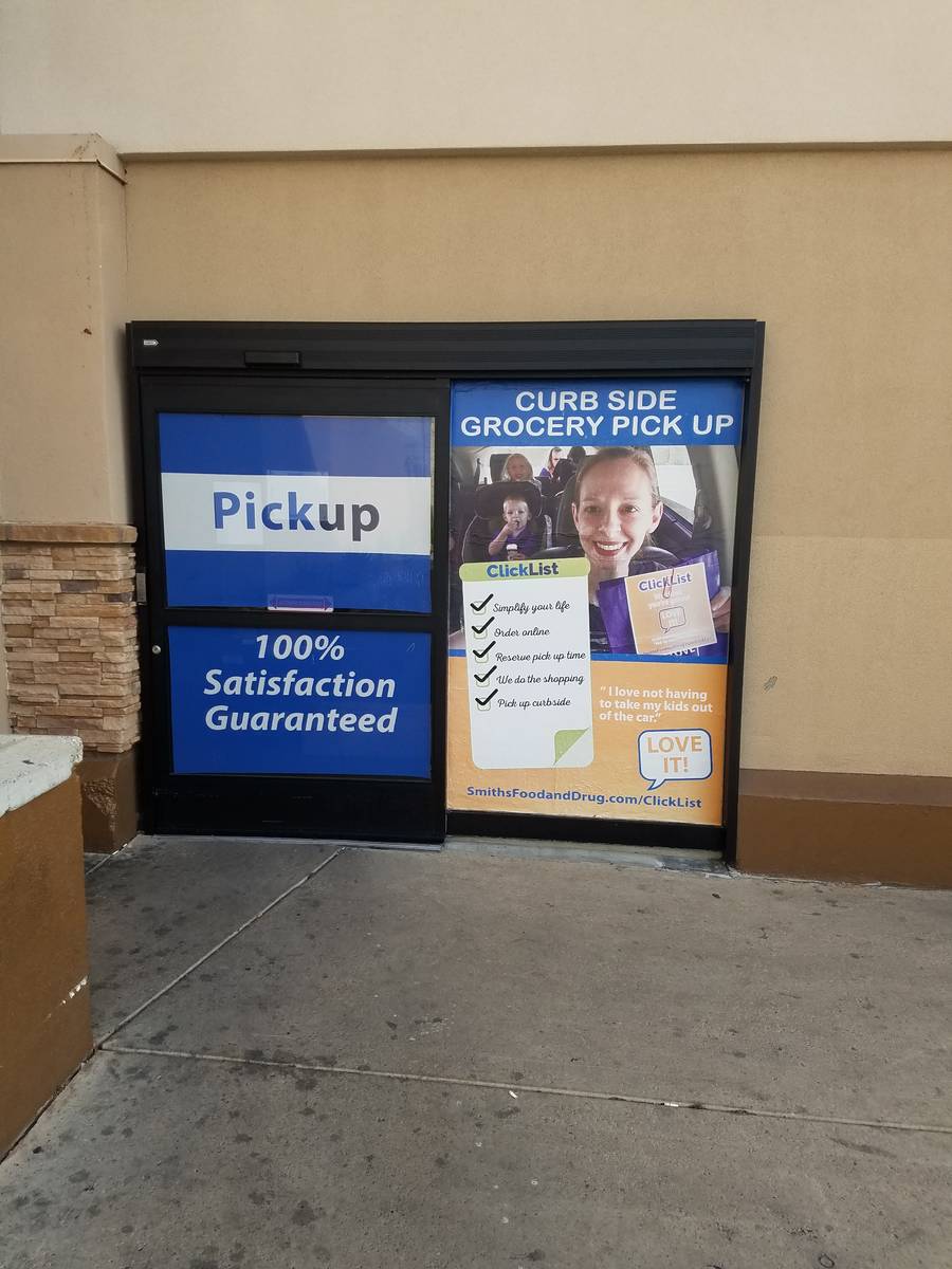 Smith's advertises its pickup order service Thursday, March 19, 2020, in Henderson. (Heidi Knap ...