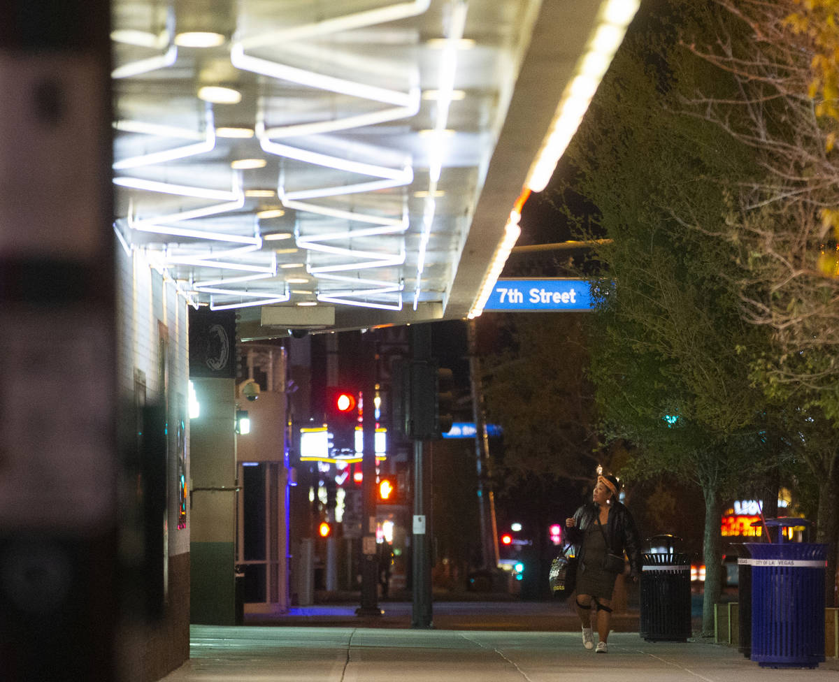 The streets of downtown Las Vegas are largely empty due to concerns related to the spread of th ...