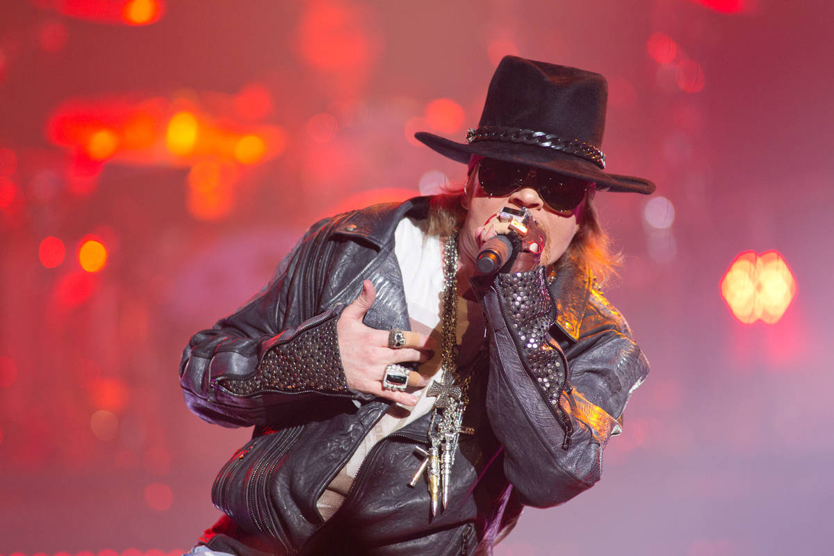 Guns N' Roses front man Axl Rose performs with the band as part of their residency at The Joint ...