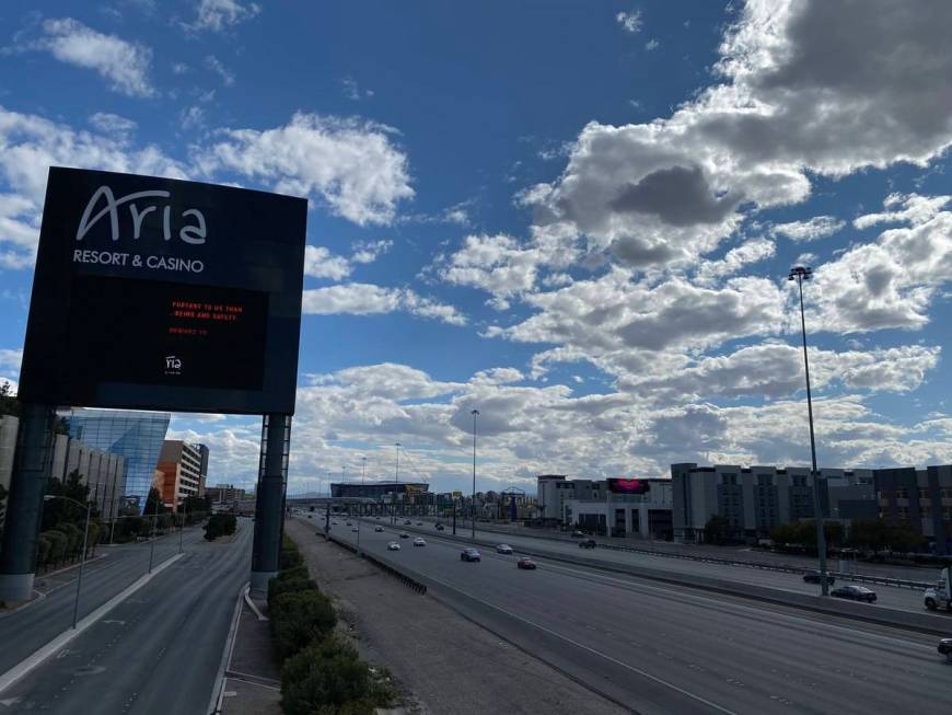 Traffic on Interstate 15 through Las Vegas was very light Saturday, March 21, 2020. With m ...