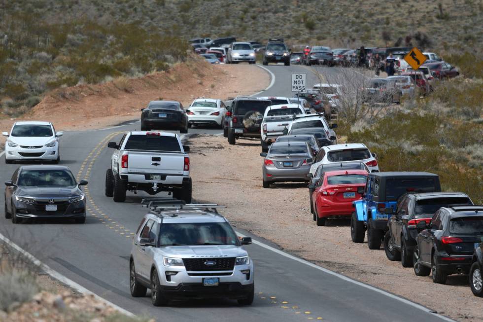 The Calico Basin exit on Route 159 at Red Rock Canyon in Las Vegas, Saturday, March 21, 2020. ( ...