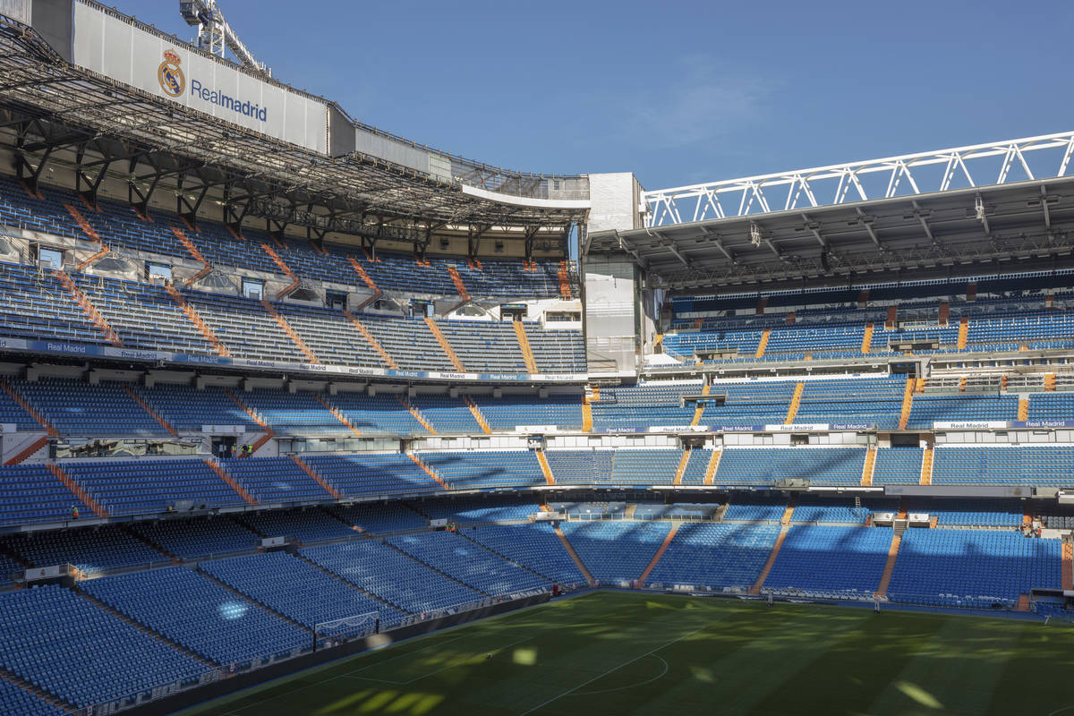 General view of the Santiago Bernabeu stadium in Madrid, Spain, Tuesday, March 10, 2020. All up ...