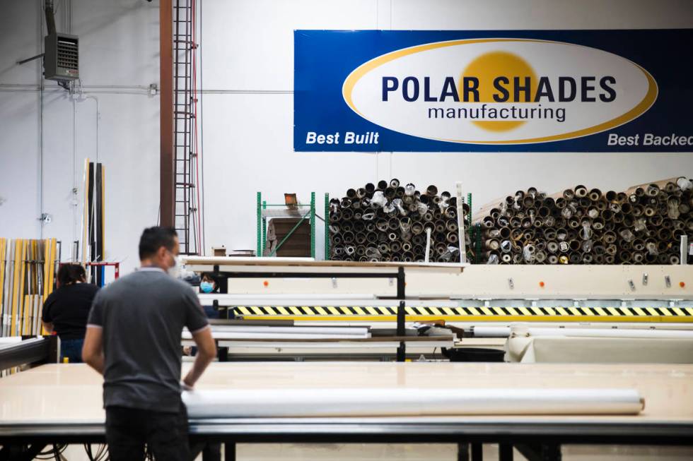 The Polar Shades factory in Las Vegas, Monday, March 23, 2020. The company is willing to conver ...