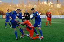 In this photo taken on Thursday, March 19, 2020, players are in action during the Belarus Champ ...