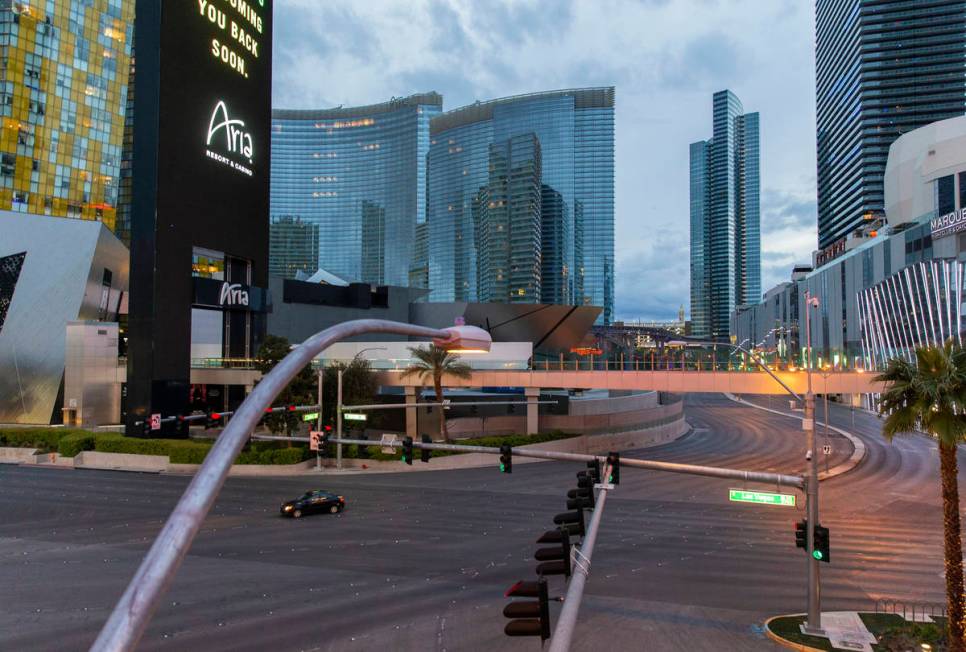 The Las Vegas Strip is largely empty after Gov. Steve Sisolak ordered a mandatory shutdown of m ...