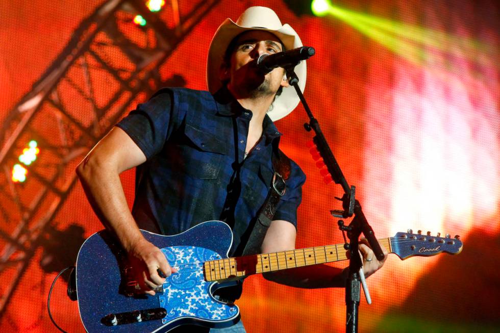 In this June 27, 2015 file photo, Brad Paisley performs during day two of the 2015 FarmBorough ...