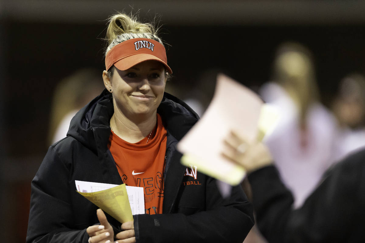 UNLV softball coach Kristie Fox before her team's game against Oregon State on Feb. 7 at Eller ...