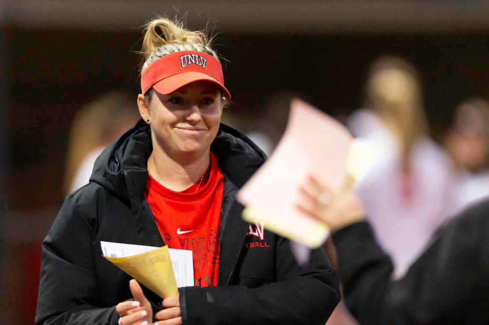 UNLV softball coach Kristie Fox before her team's game against Oregon State on Feb. 7 at Eller ...