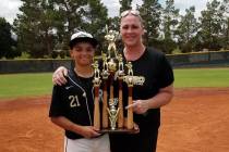 Lori Harrigan and son Shawn, left. Shawn played for the 2019 state champion Henderson Paseo Ver ...