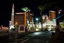 A view of the Luxor in Las Vegas on Monday, March 16, 2020. (Chase Stevens/Las Vegas Review-Jou ...