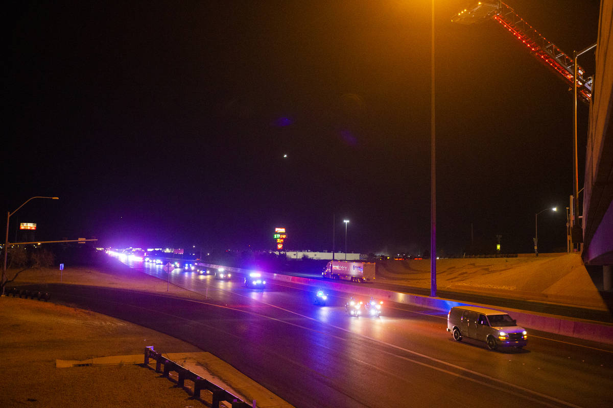 The procession for Nevada Highway Patrol Sgt. Benjamin Jenkins, 47, who was shot and killed whi ...