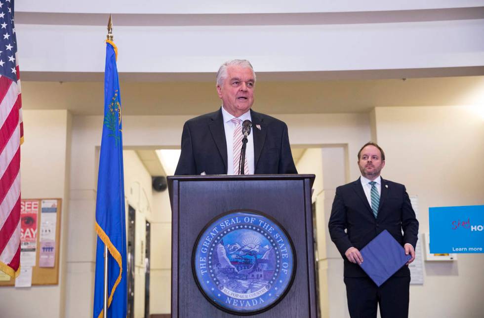 Gov. Steve Sisolak discusses measures to help the public with housing stability amid the COVID- ...