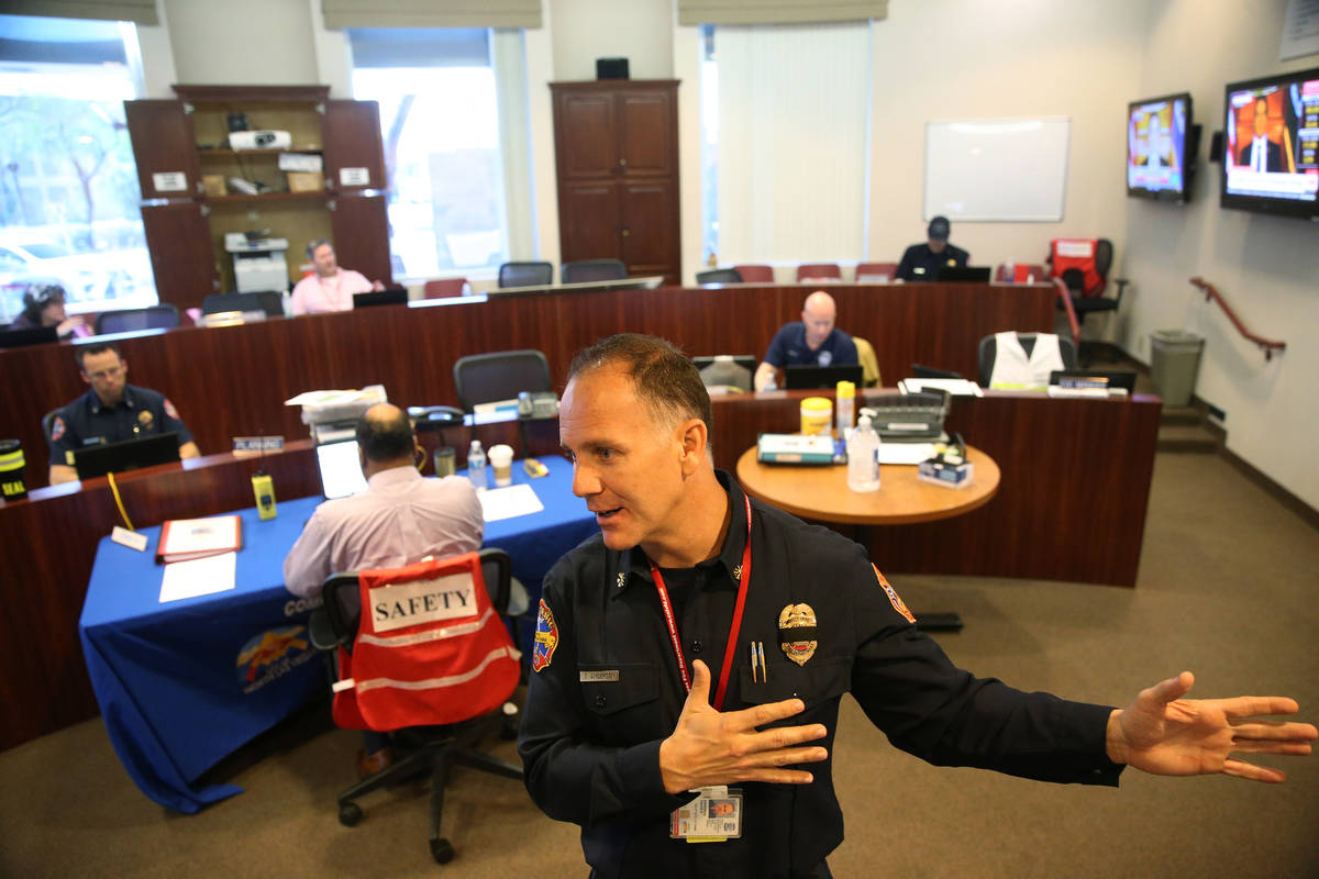 Deputy Fire Chief Travis Anderson, serving as emergency manager, is interviewed about the City ...