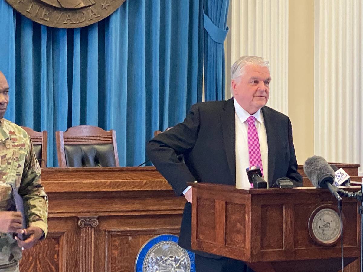 Nevada Gov. Steve Sisolak outlines the state's continuing response to the COVID-19 emergency in ...