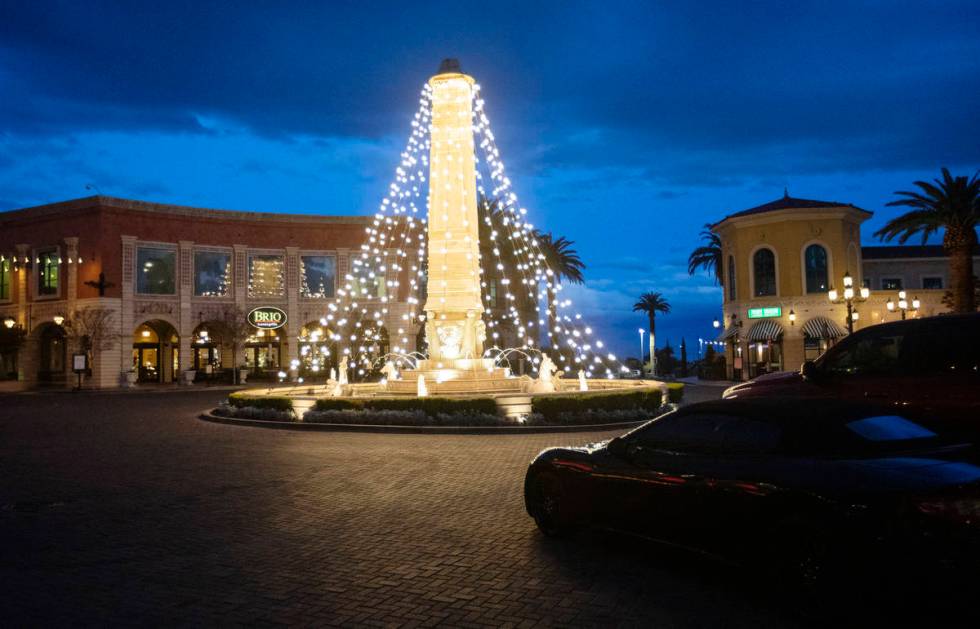 Tivoli Village is seen on the same night that Gov. Sisolak shut down non-essential businesses f ...