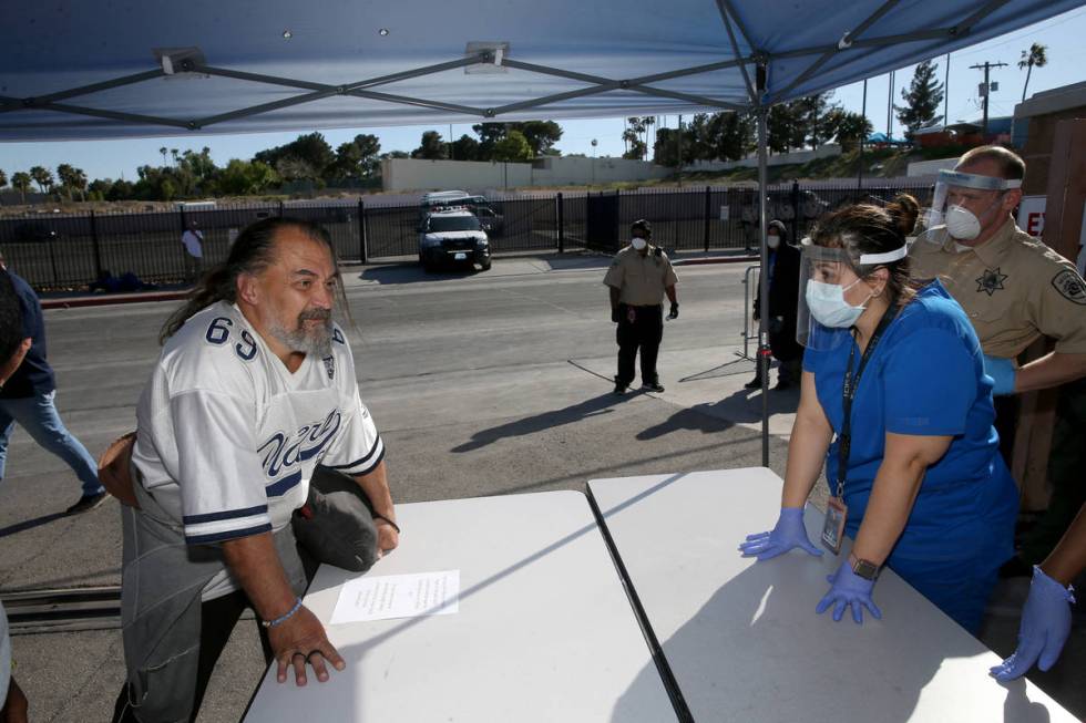 Southern Nevada Health District Community Health Nurse Supervisor Susan Crutchfield screens hom ...