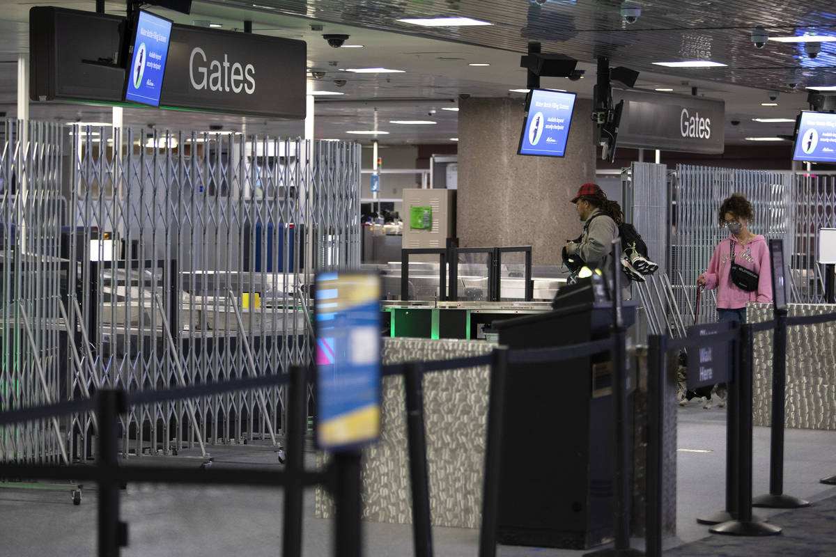 All security gates but one are closed at McCarran International Airport on Wednesday, April 1, ...