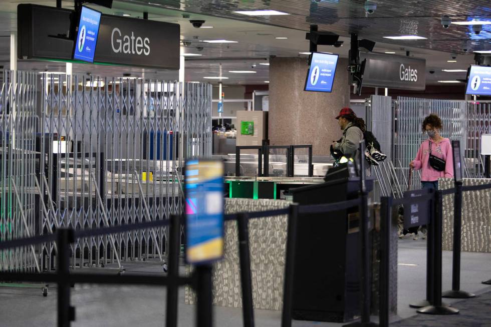 All security gates but one are closed at McCarran International Airport on Wednesday, April 1, ...