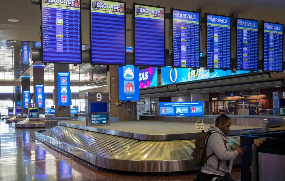 at McCarran International Airport on Wednesday, April 1, 2020, in Las Vegas. (Ellen Schmidt/Las ...