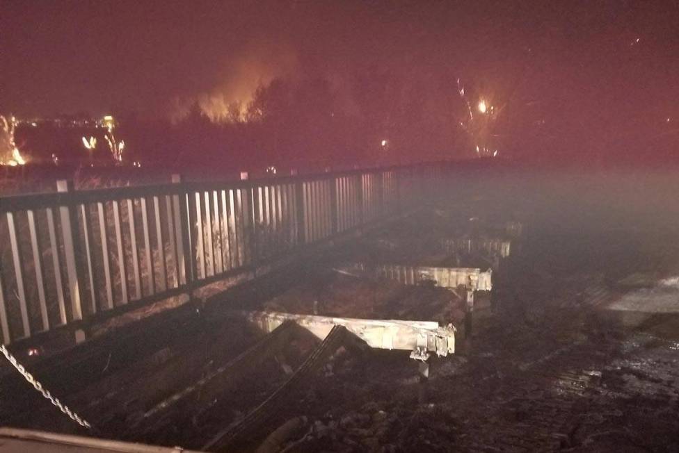 A 10-acre fire is burning at the preserve section of Wetlands Park in east Las Vegas. One pedes ...