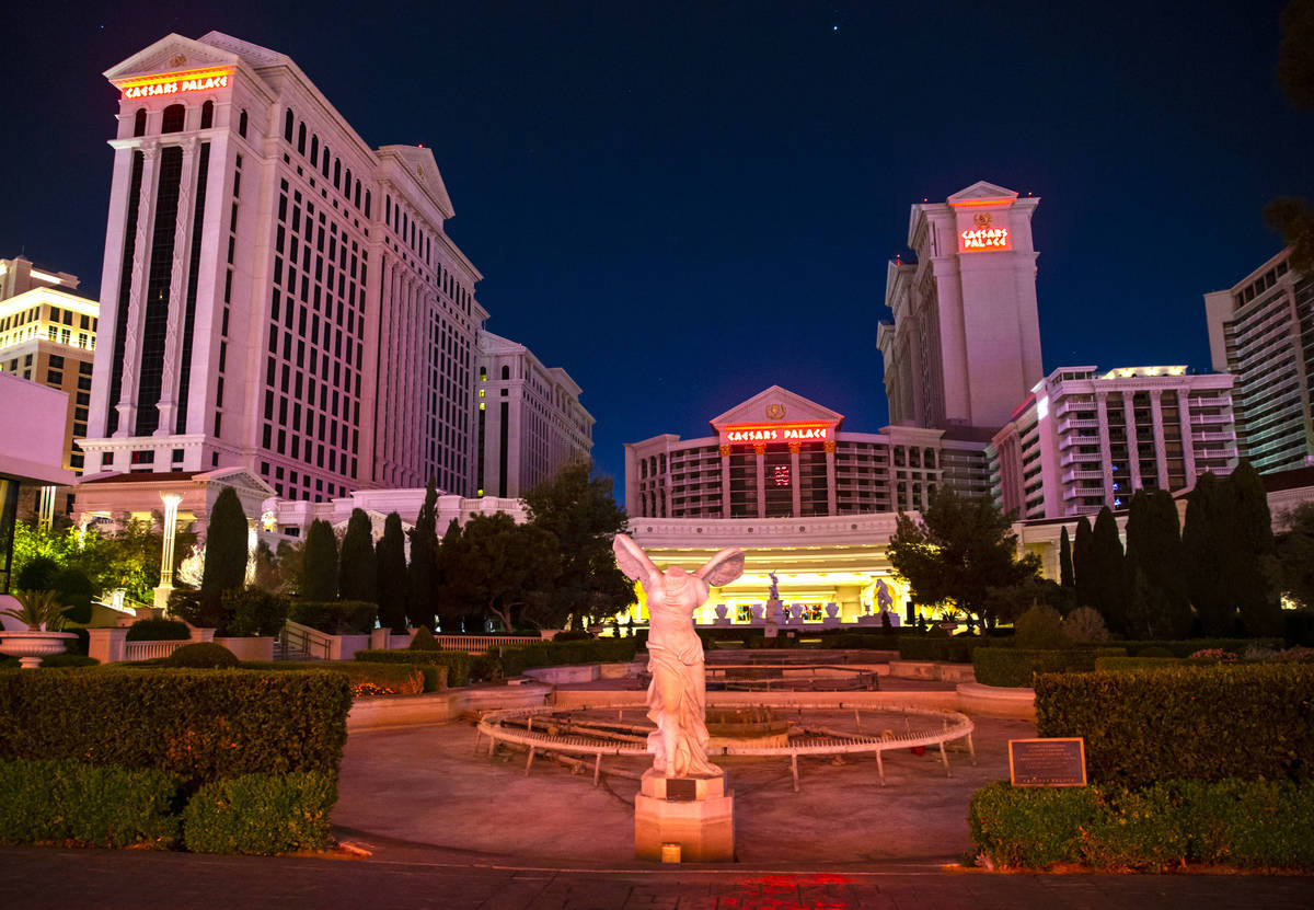 A view of Caesars Palace in Las Vegas on Thursday, April 2, 2020. Caesars Entertainment Corp. a ...