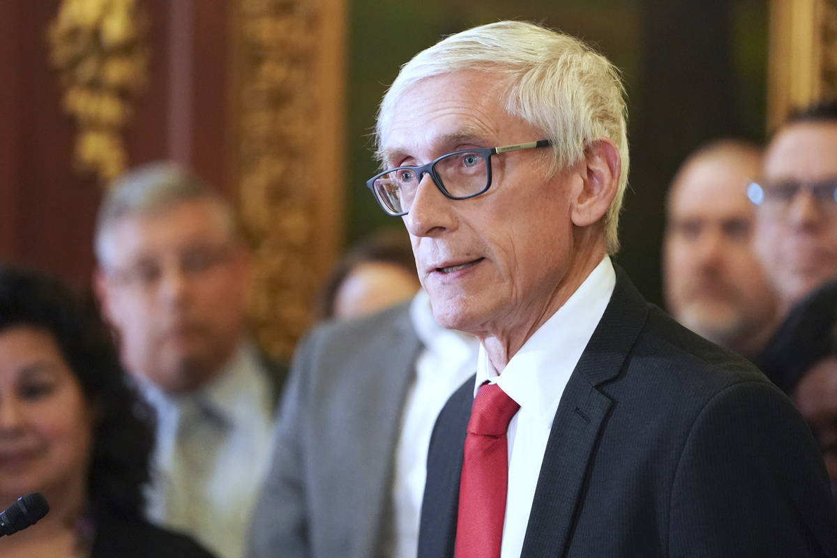 FILE - In this Feb. 6, 2020 file photo, Wisconsin Gov. Tony Evers holds a news conference in Ma ...
