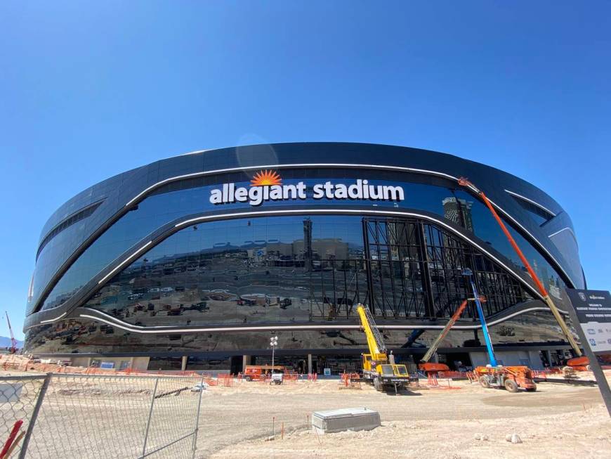 Work continues on Allegiant Stadium on Saturday, April 4, 2020. (Mick Akers/Las Vegas Review-Jo ...