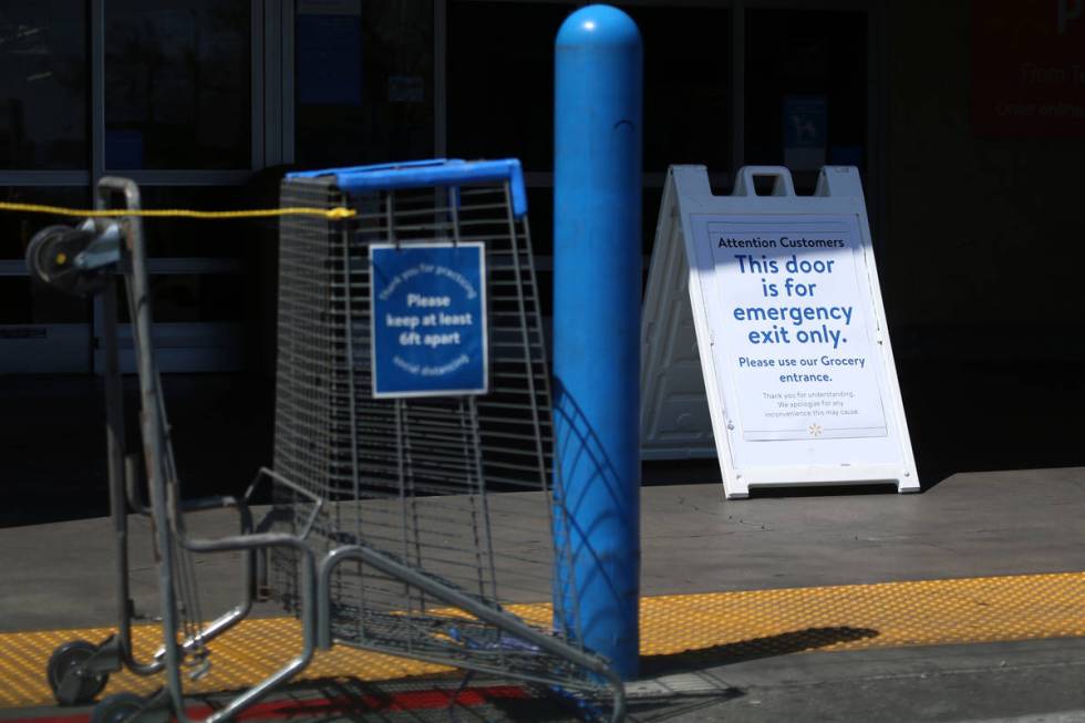 A closed entrance at the Walmart Supercenter, 3950 W Lake Mead Boulevard in North Las ...