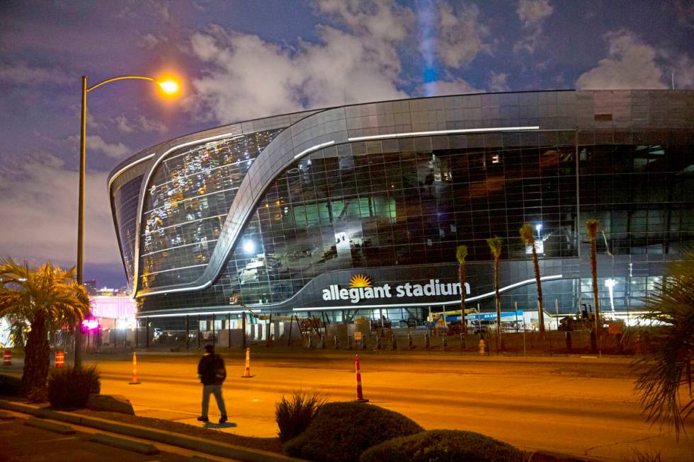 Work continues on Allegiant Stadium following the news of a second worker testing positive for ...