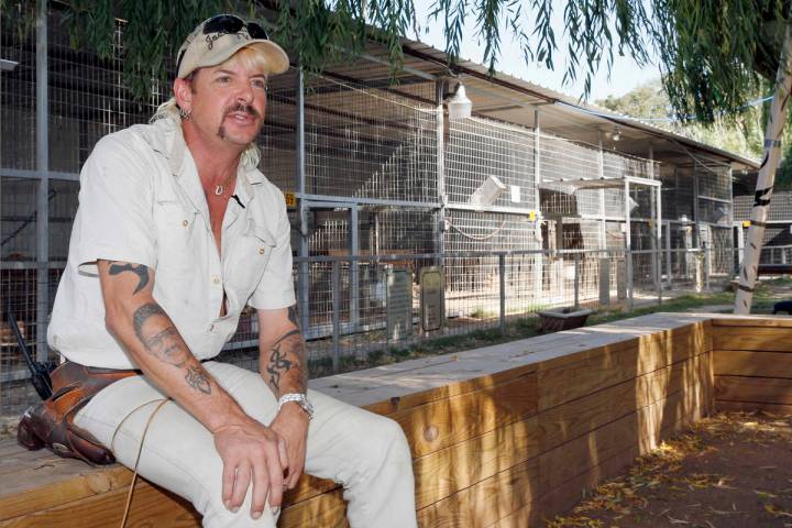 Joseph Maldonado answers a question during an interview at the zoo he runs in Wynnewood, Okla., ...