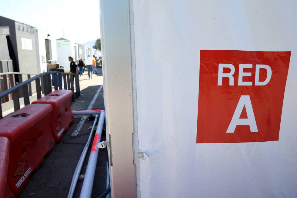 A medical tent for people who have tested positive for coronavirus is seen during a tour of the ...