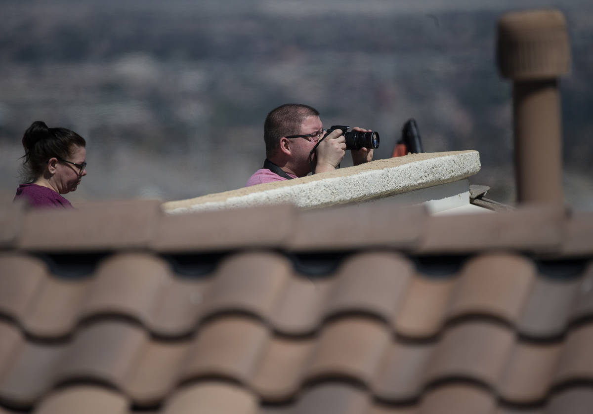 Residents in the north west watch six F-16 Fighting Falcons with the U.S. Air Force Air Demonst ...