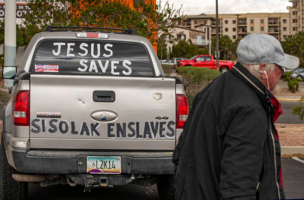 A vehicle is prepped and ready at the start of the Nevada Caravan Protest of Government Overrea ...