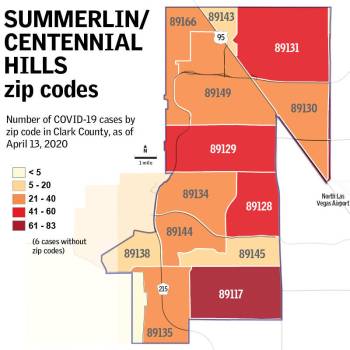 Summerlin/Centennial Hills area COVID-19 cases as of April 13, 2020. (SNHD)