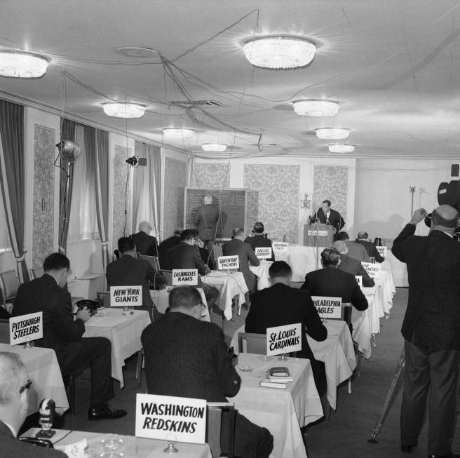 FILE - This Nov. 26, 1964, file photo shows a general view of the National Football League draf ...