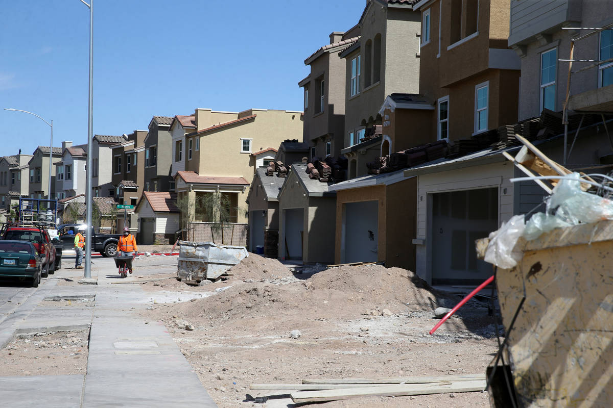 Homes under construction in the master-planned community of Cadence in Henderson Thursday, Apri ...