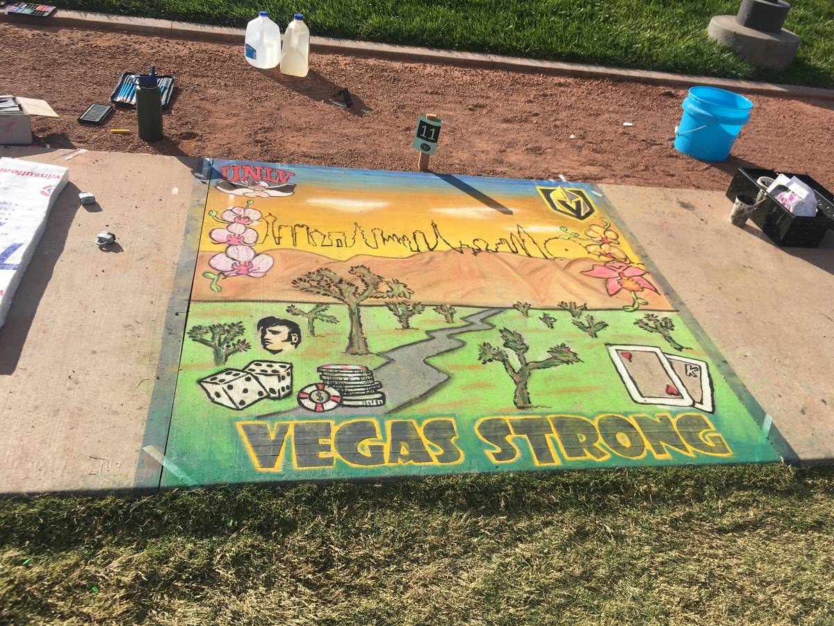 Chalk artists drew what they thought was the “Spirit of Las Vegas” in 2018. (Skye Canyon)