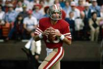 This is a 1981 file photo showing San Francisco 49ers NFL football quarterback Joe Montana. Soo ...