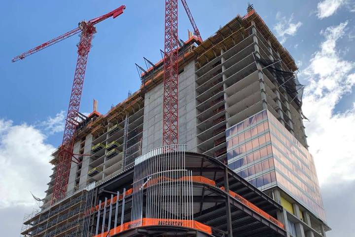 Circa, the new hotel-casino by owners Derek and Greg Stevens, is seen under construction on Wed ...