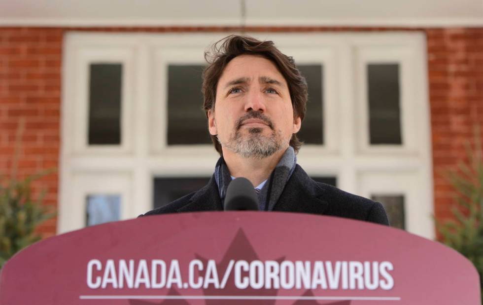 Prime Minister Justin Trudeau addresses Canadians on the COVID-19 pandemic from Rideau Cottage ...