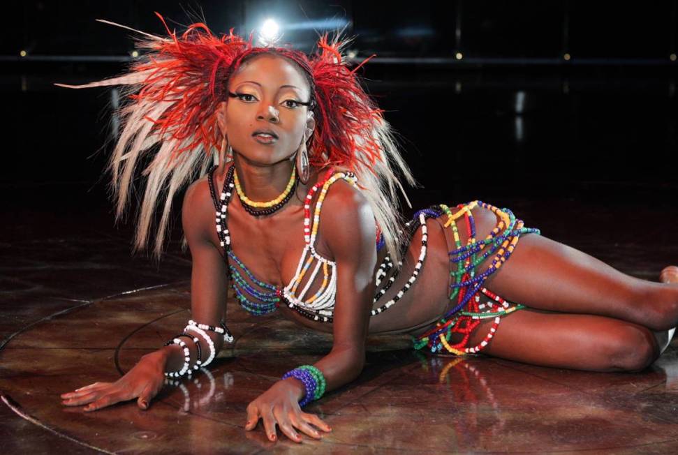 Wassa Coulibaly poses onstage during her days with the Cirque du Soleil show "Zumanity" at the ...