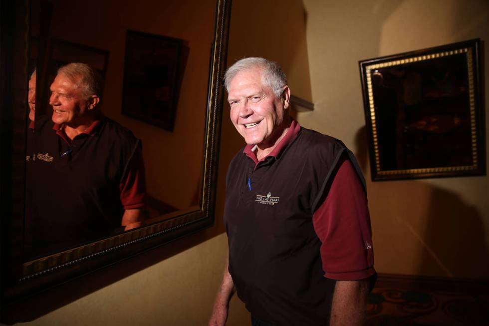 Former All-Pro football player George Kunz of Las Vegas poses at the South Point hotel-casino i ...