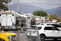 Las Vegas Police respond to a barricade with an armed suspect in the 3200 block of Sandy Lane o ...
