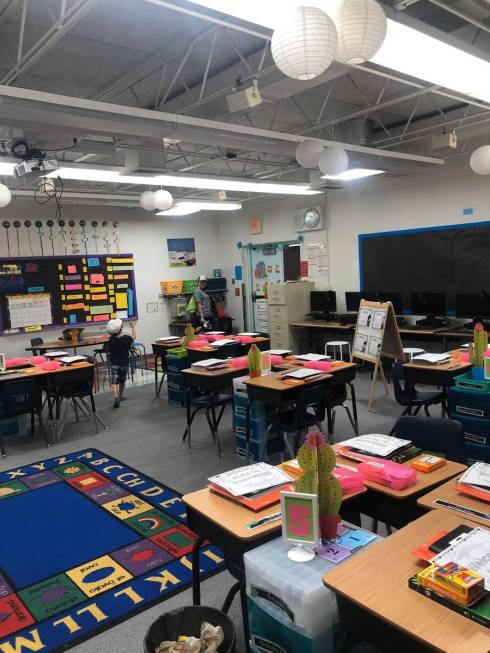 First grade teacher Fernanda Lima Gibson's classroom the week before school started was decorat ...