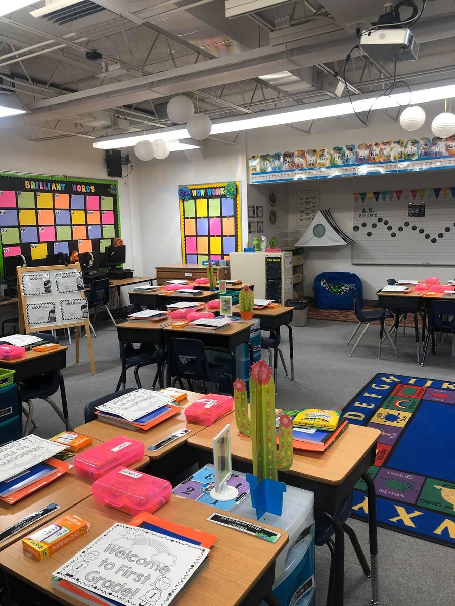 First grade teacher Fernanda Lima Gibson's classroom the week before school started was decorat ...