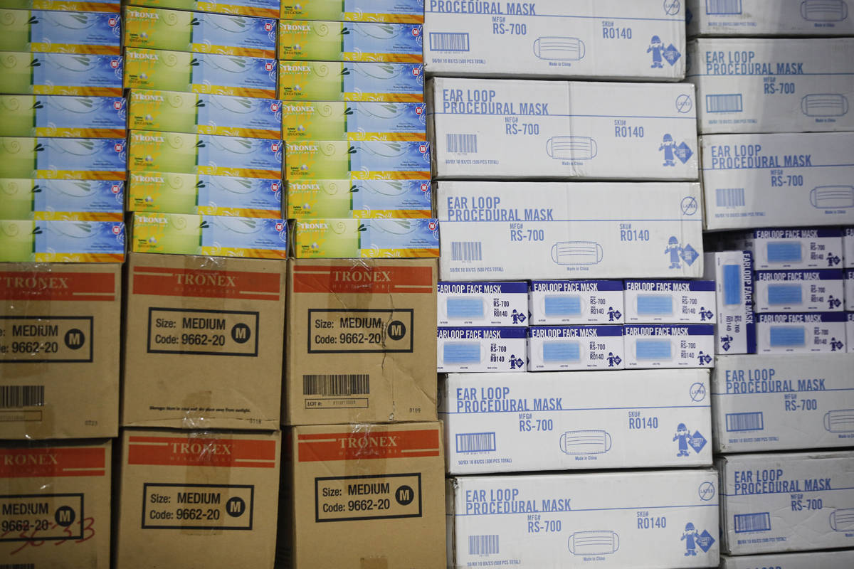 FILE - In this March 24, 2020, file photo, stacks of medical supplies are housed at the Jacob J ...