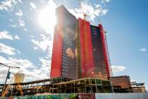 Construction continues at Resorts World Las Vegas on the north Strip in Las Vegas on Monday, Ap ...
