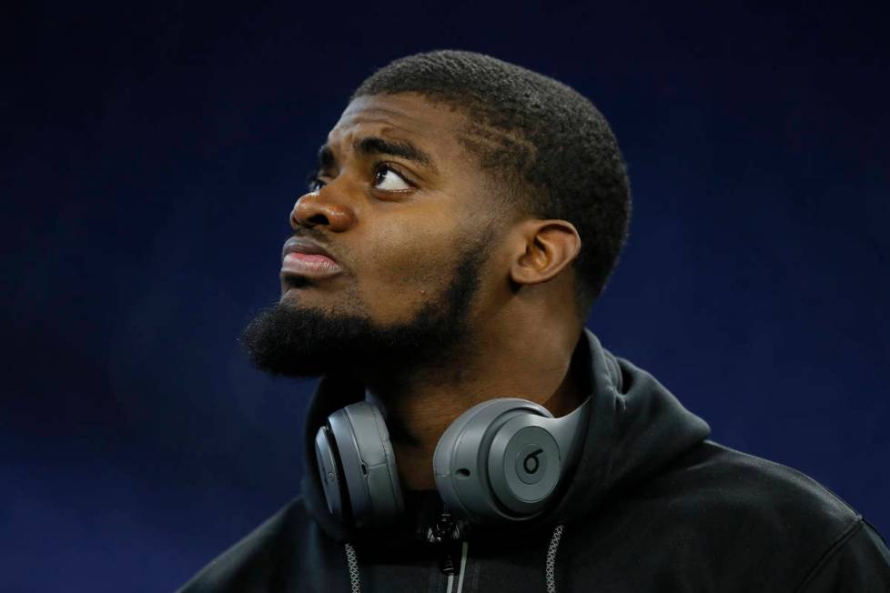 Louisiana Tech defensive back Amik Robertson watches the 40-yard dash at the NFL football scout ...