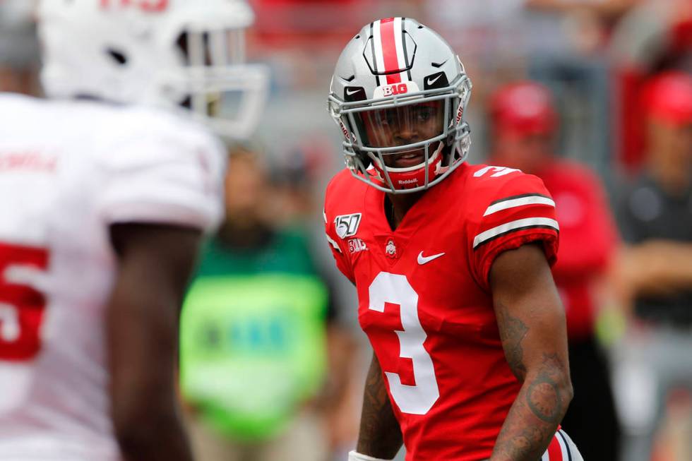 Ohio State defensive back Damon Arnette plays against Florida Atlantic in an NCAA college footb ...