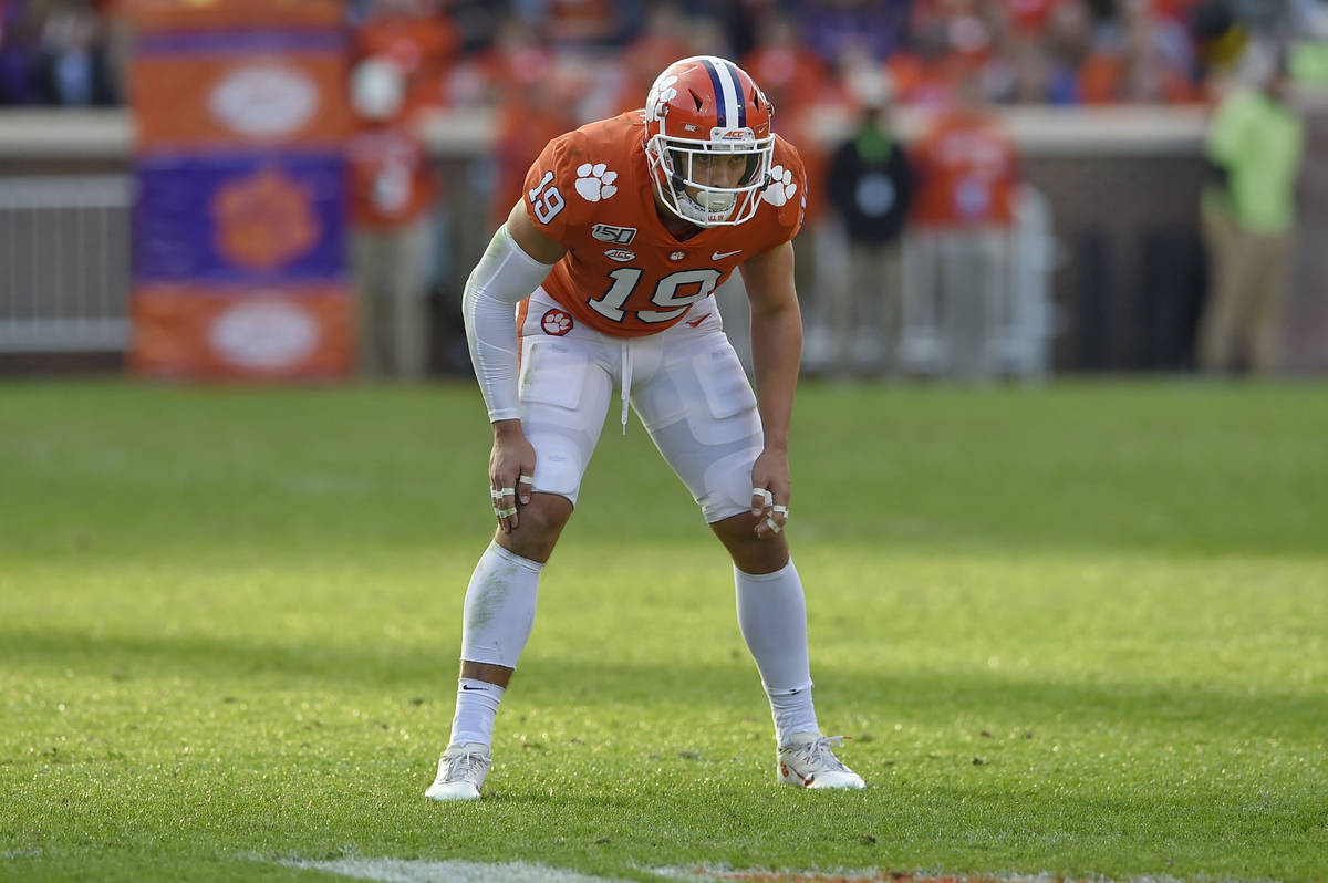Clemson's Tanner Muse waits for the play to begin during the first half of an NCAA college foot ...